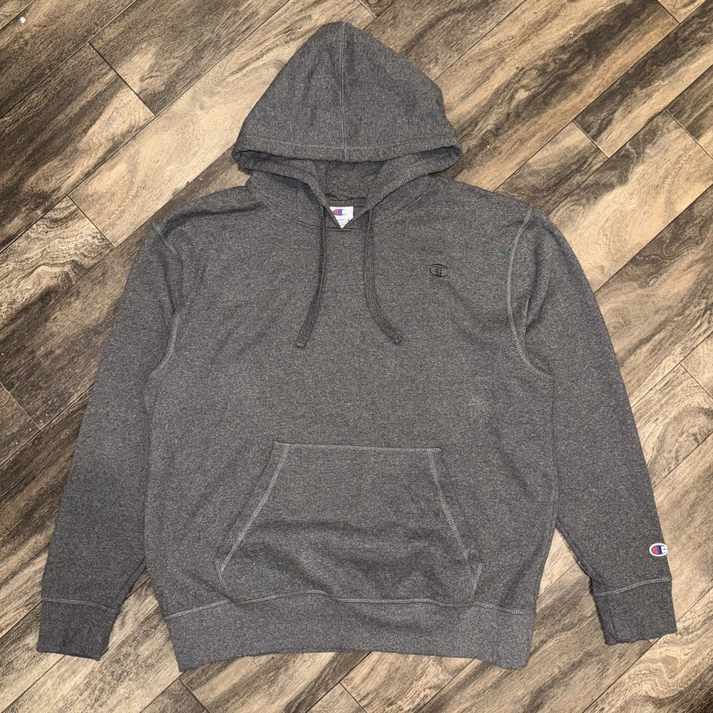 Champion Athletics Fleece Pullover Hoodie Long-Sleeve Men's Large Grey